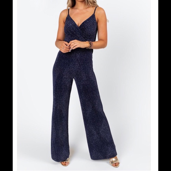 blue glitter jumpsuit